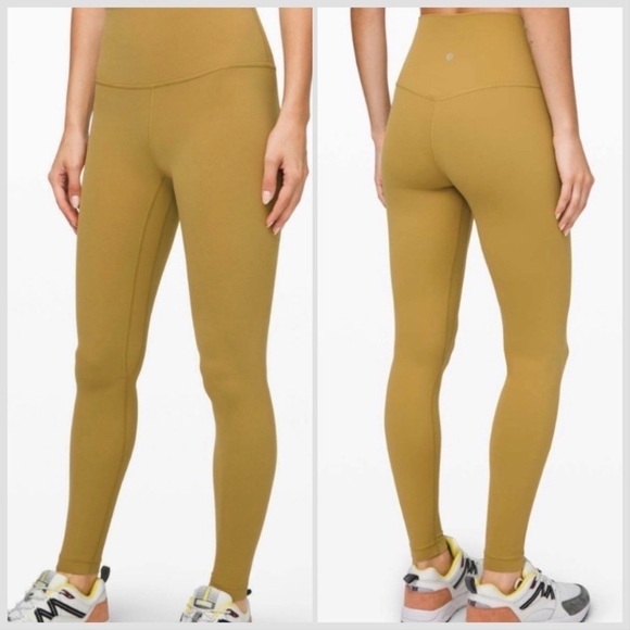 Lululemon Align Full Length Pant 28" in Mustard Yellow Grape Leaf Sz 2 - Picture 2 of 16